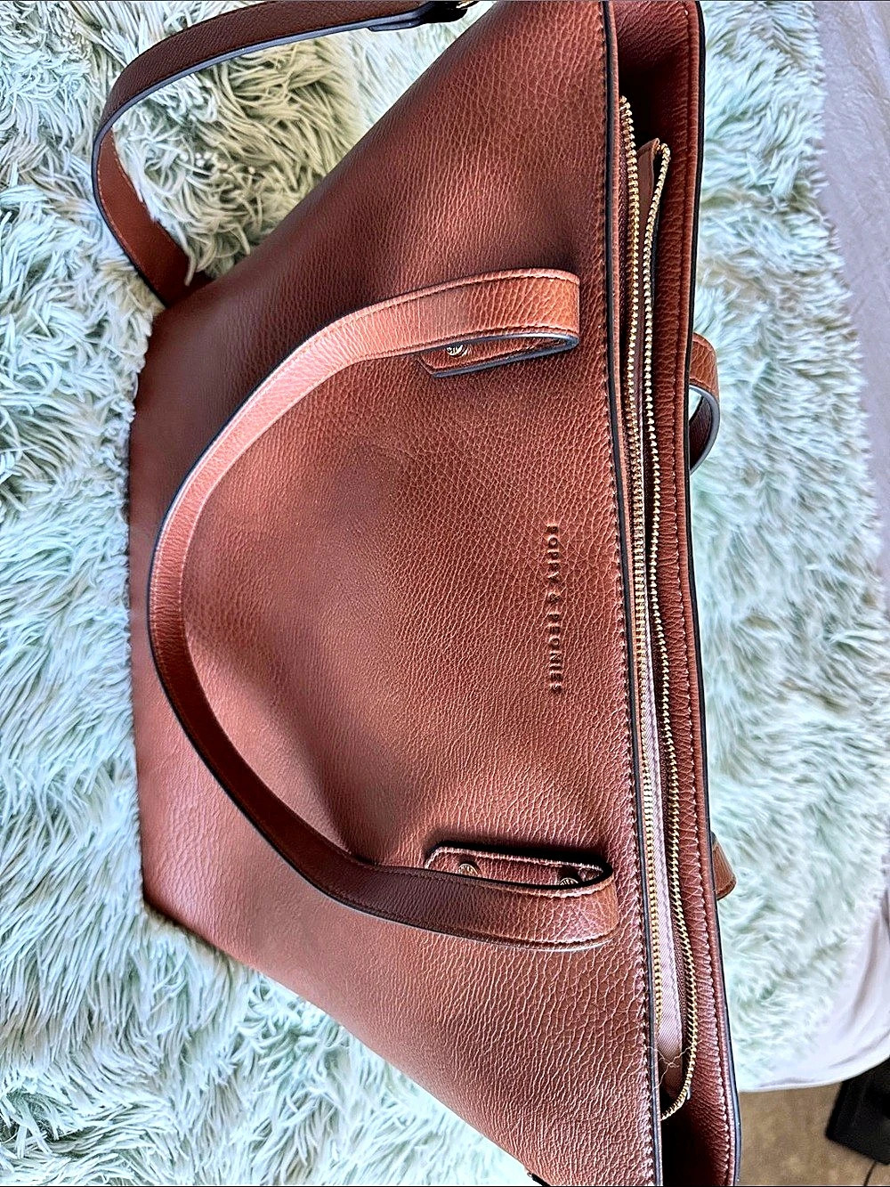 Poppy & Peonies Brown Tote Bag Like New